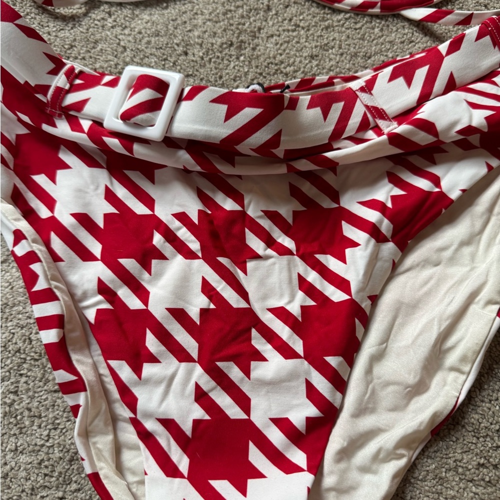 WeWoreWhat Red and White Houndstooth Bikini - Picture 3 of 6